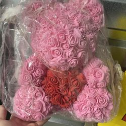 Pink Flower LED Teddy Bear