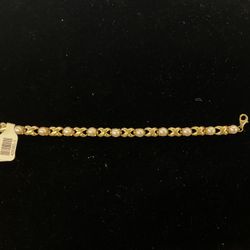 14KT X And Pearl Bracelet 40060-1