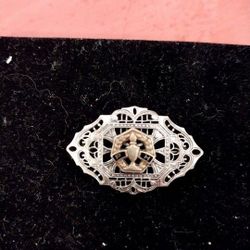 Antique 1920s Philigree pH Sterling Silver 925 P H Brooch