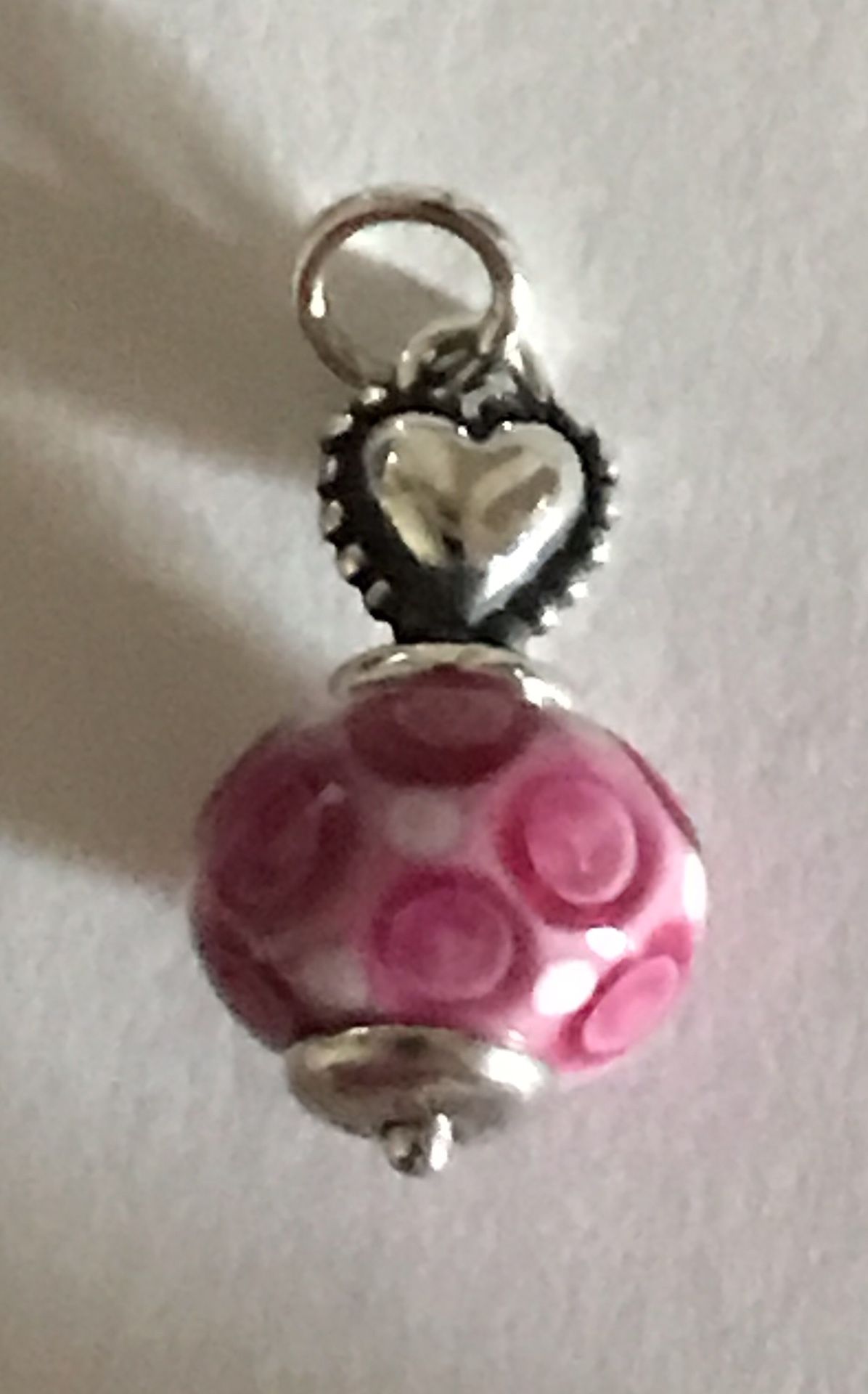 Brand New James Avery HEART Pink Finial Glass Bead Charm