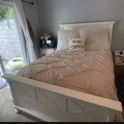 White Farm house Full Bed Frame And Dresser