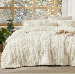 Ivory Tufted Boho Comforter Set-Cal King
