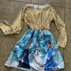 Frozen Ocasión Gold Sequin Girl Dress L 10-12
