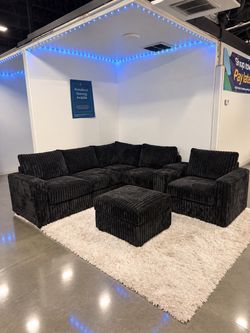 L-Shape Sectional with Ottoman & Cup Holders-USB Charging Couch