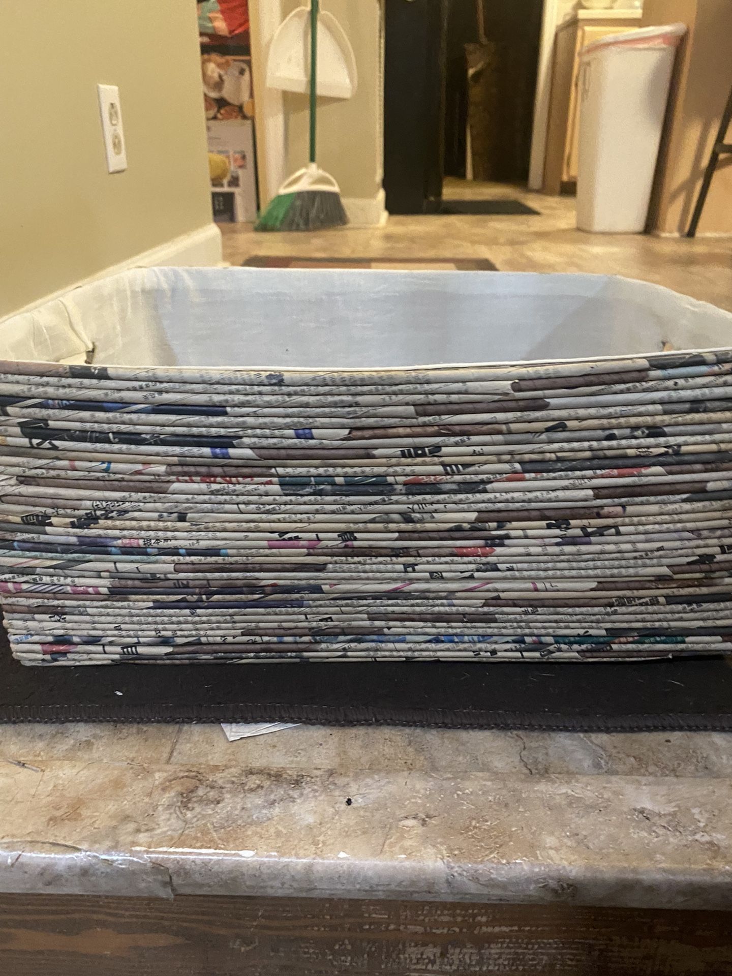 Utility Lined Basket , Cotton Liner Isn’t Removable.