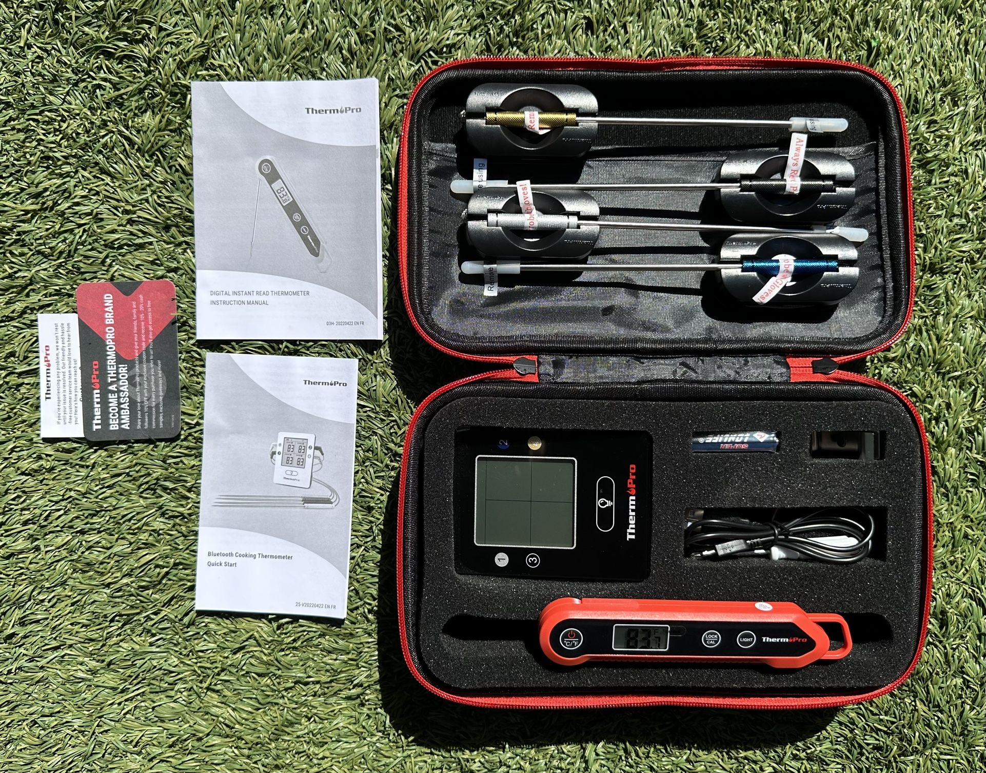 ThermoPro Bluetooth Meat Thermometer with 650FT Wireless Range 4-Probe Smartphone Compatible (iOS/Android)