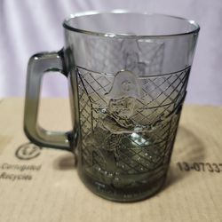 1 VINTAGE McDONALD'S CAPTAIN CROOK MUG CUP SMOKEY GRAY GLASS - 1970s Collectable