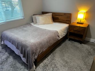 QUEEN BED FRAME WITH MATCHING NIGHTSTAND