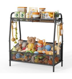 Full Metal Dog Toy Basket, 23.6"x11.2"x7.9" Large Dogs Toy Bin with Storage Organizer, Chew-Resistant Toy Box for Dog Stuff Accessories, Pet Toy Stora