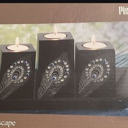 Peacock Tea Light candles and tray-BRAND NEW