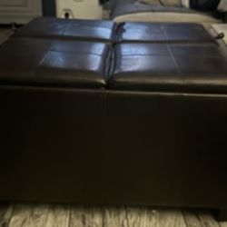 Leather Brown Ottoman With Storage