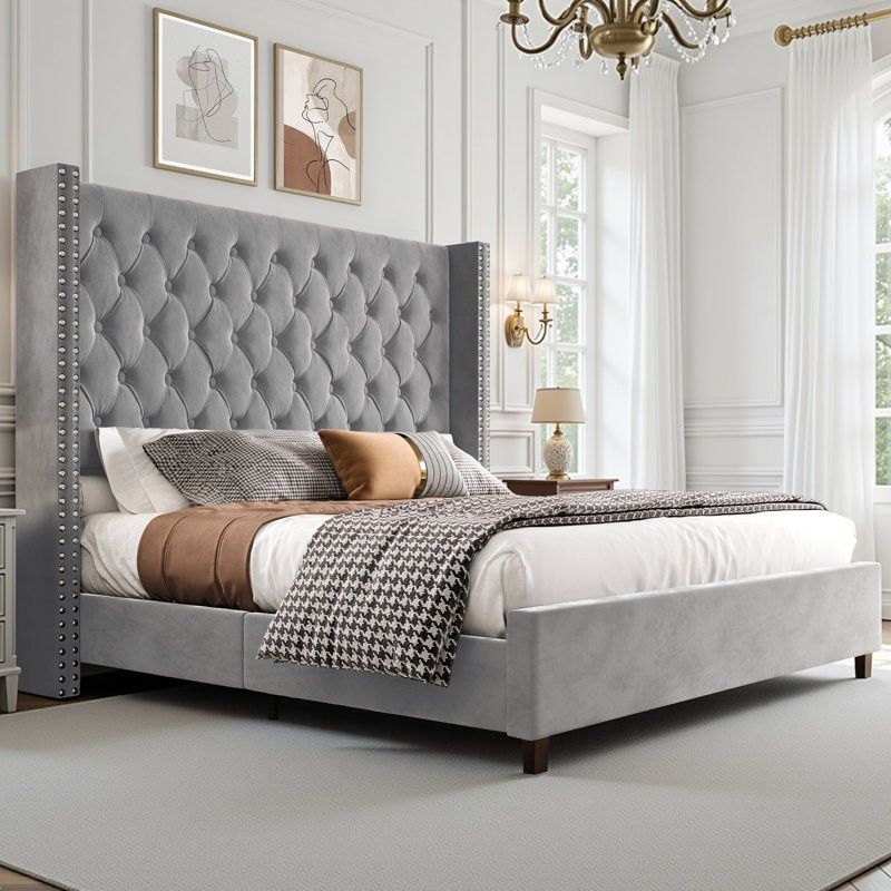 Upholstered Bed Frame + Box Sring - King (FREE)