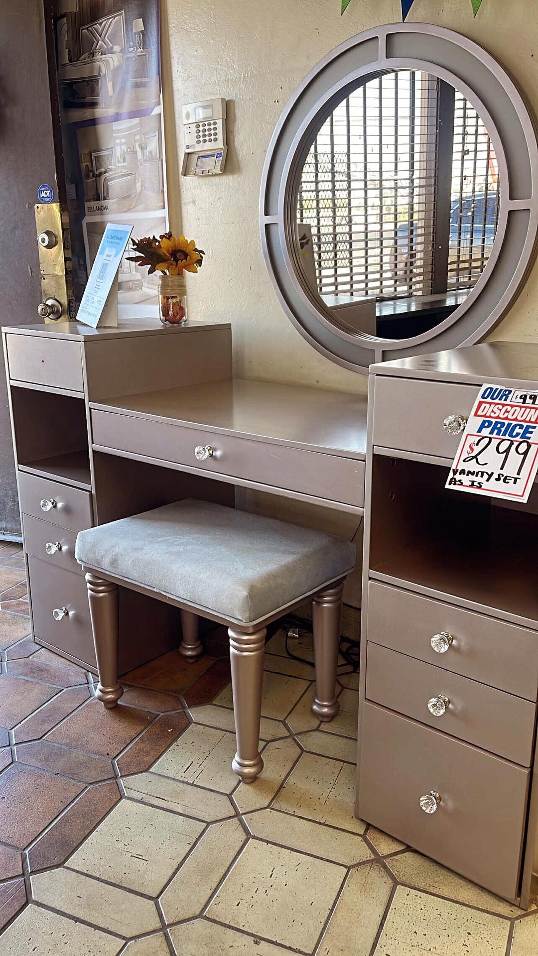 Vanity Mirror, Desk, Stool ( Last One As Is ) 