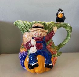 RARE Fitz & Floyd Scarecrow pitcher from the 1990s.