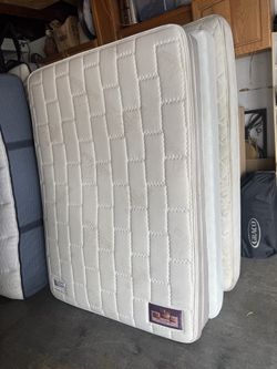 3 pc: angel full-size mattress $35, boxspring $35, metal frame $35