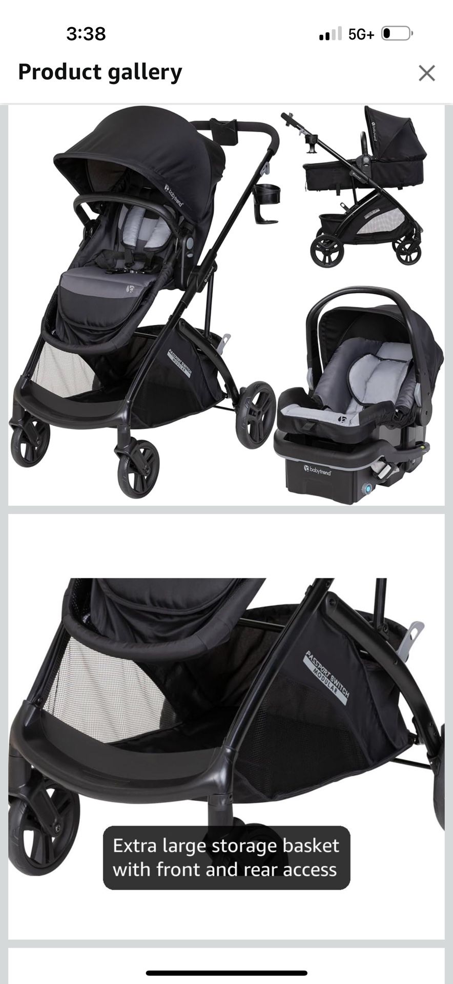 Baby Trend Passport® Switch 6-in-1 Modular Stroller Travel System with EZ-Lift™ PLUS Infant Car Seat, Dash Black