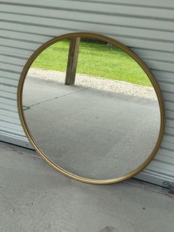 Gold, Round Decor Mirror - Model home decor