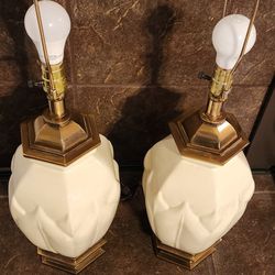 MCM Stiffel Lamps Brass / Ceramic Lamps