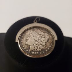 1892 Morgan Silver Dollar in Swivel Pendant (Read Description)