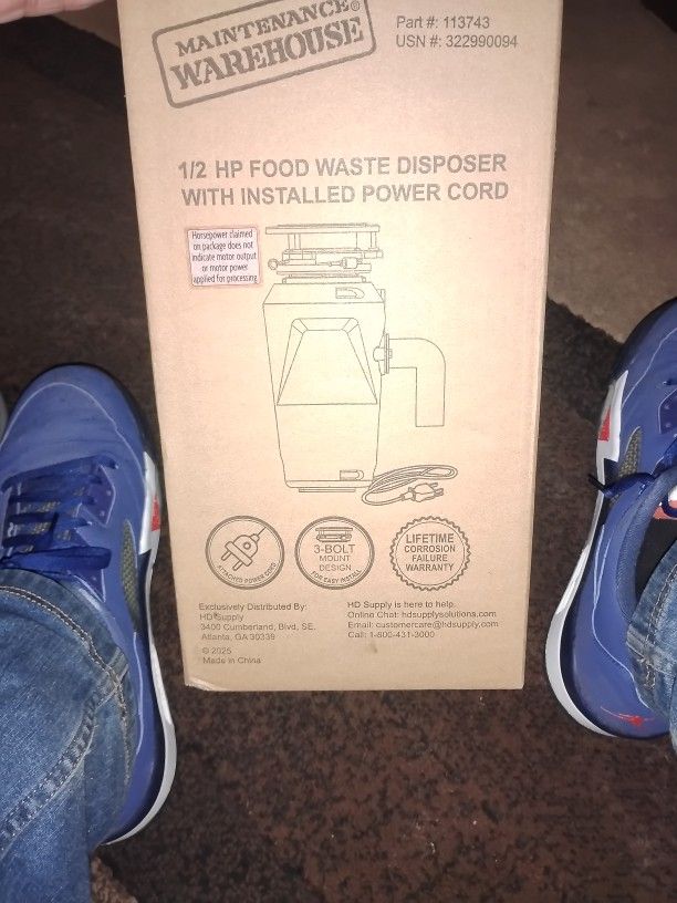 1/2 HP Food Waste Garbage Disposer W/ Cord.