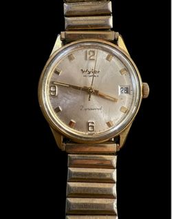 Vtg Wyler Incaflex Watch Men 29mm Silver Tone Stretch Band  Manual Wind Up