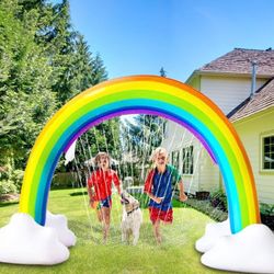 Inflatable Rainbow Sprinkler, Large Rainbow Arch Sprinkler Toys for Summer Outdoor Backyard Yard Lawn