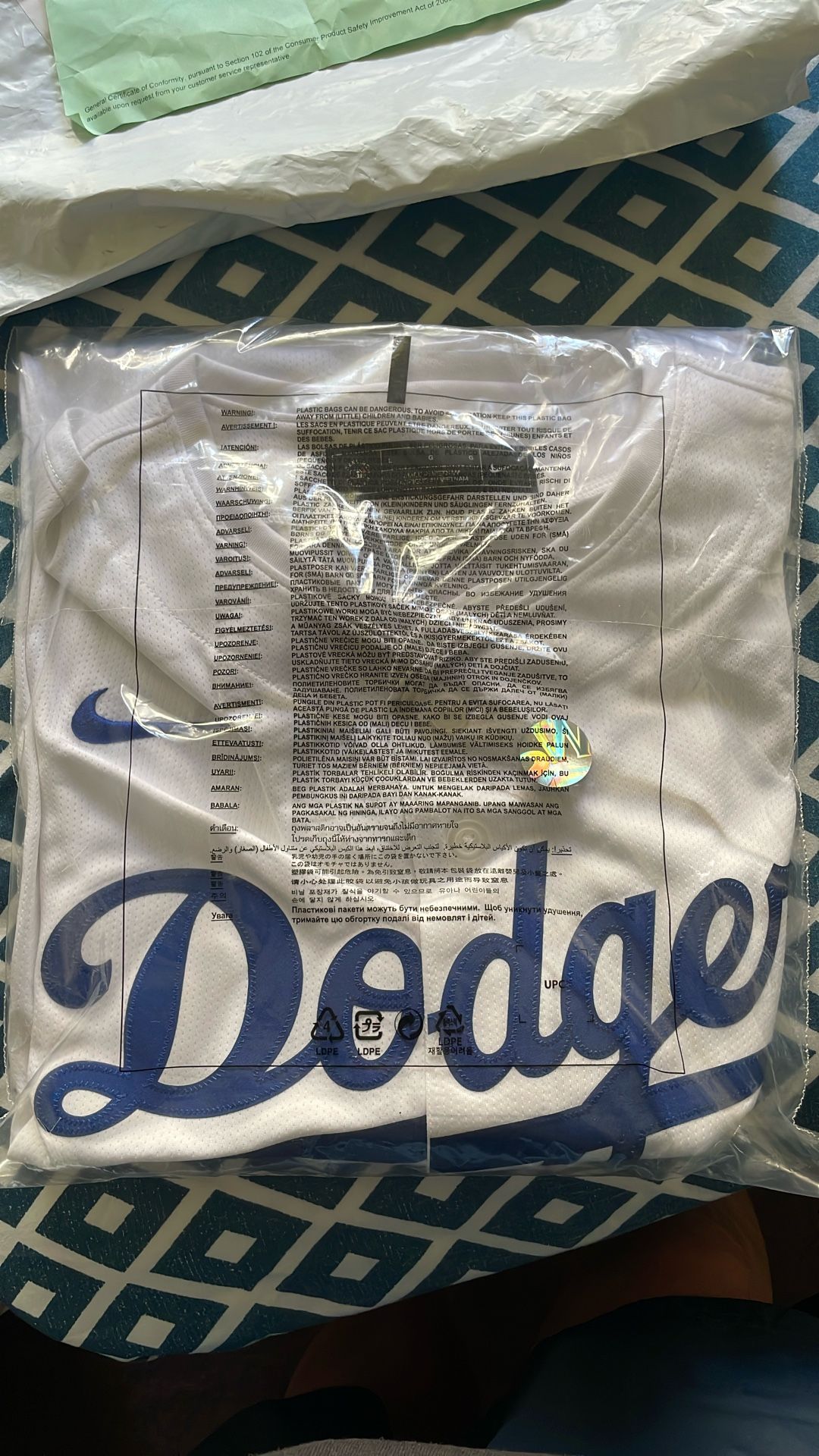 AUTHENTIC Dodgers World Series Patch Freddie Freeman Jersey. Men’s Size Large Still In Original Packaging Never Opened Or Worn.