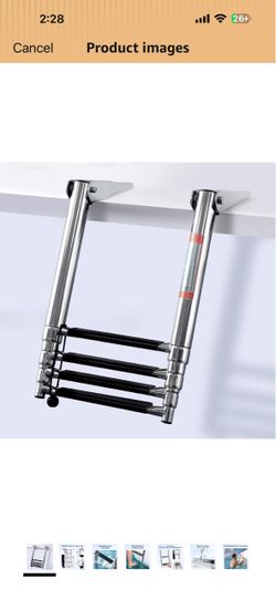 Boat Ladder,Stainless Steel Telescoping Folding Heavy Duty Pontoon Swim Boarding Ladder for Outboards,Yacht,Marine Fishing Boat