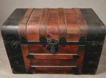 Antique Dome Top Wooden Storage Trunk