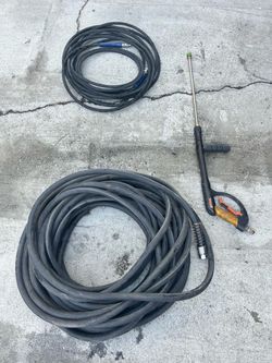 100 ft water hose with high pressure gun and pressure gun hose