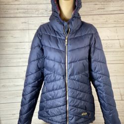 Sherpa Gear & Adventures Women’s Navy Blue Hooded Puffer Zip Up Jacket 