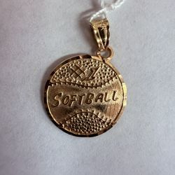 14K Gold Softball Charm