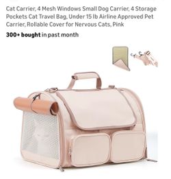 Cat Carrier, 4 Mesh Windows Small Dog Carrier,