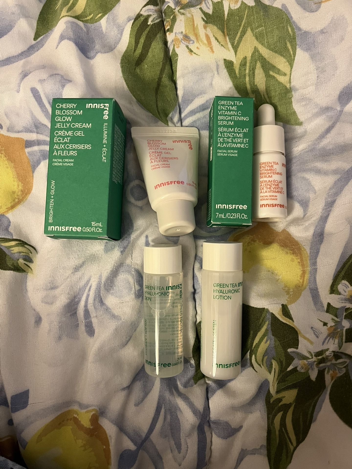 Innisfree Green Tea/Cherry Blossom Glow Jelly Cream Lotion Serum Skincare Set