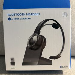 Bluetooth Wireless Headset with Mic for Work,Noise Reduction Headsets, Mono Computer Headphones with USB Dongle & Bluetooth 5.3 for PC, Zoom, Office, 