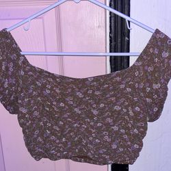 Aeropostale brown floral crop top size small