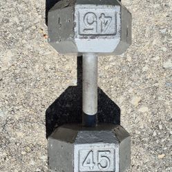 Barbell 45lb Cast Iron Hex Dumbbell, Single, Weight 