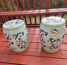 Pair of Ceramic  planters with Floral Desig