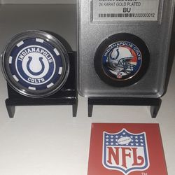Indianapolis Colts JFK Kennedy half dollar coin and poker chip