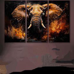 Beautiful Elephant Oil Painting Print On Canvas Elephant Extra large