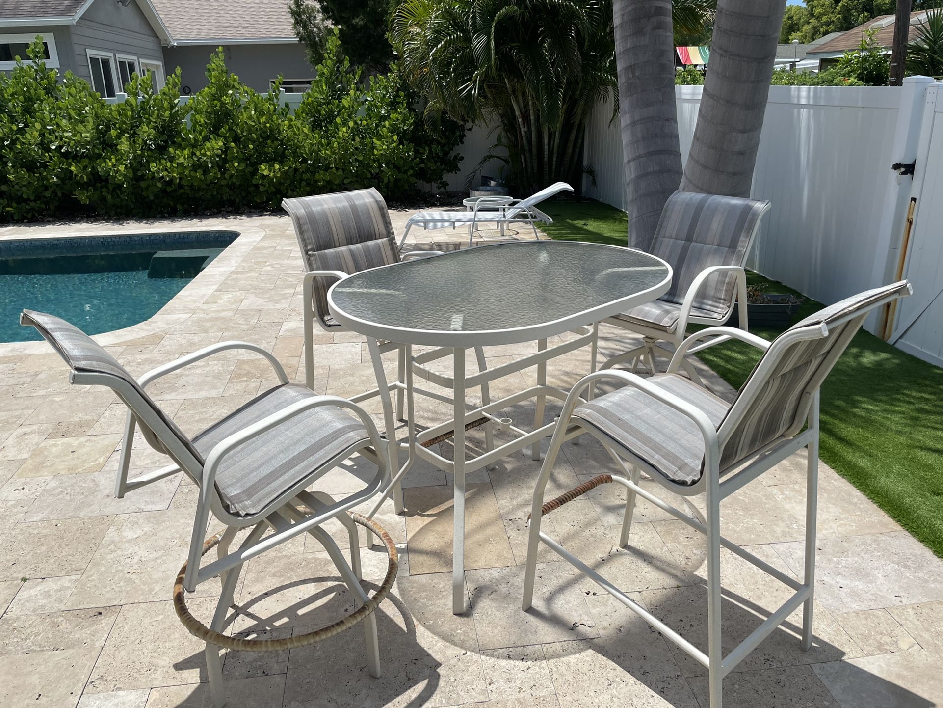 Outdoor High Top Table, Chairs and Side Table