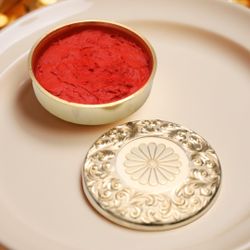 24K Gold🏵️Plate Antique Japanese Royal Ink Pad Gold Chrysanthemum Design