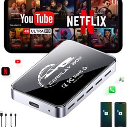 AI Box Wireless CarPlay & Auto Adapter - Plug & Play, Dual-Band WiFi, Bluetooth 5.0, 4K Video Support, Android 12.0 System, Compatible with Factory Ca