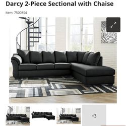 Ashely Furniture (75008 Darcy) Black Sectional (Rug & Pillows Not Included) 