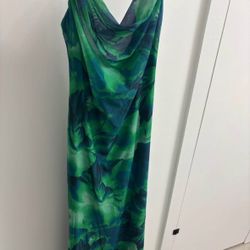 Green floral slip dress