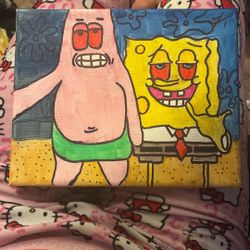 Spongebob And Patrick Painting Handmade