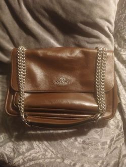 Coach Elodie Crossbody Bag in Maple with silver tone chain straps