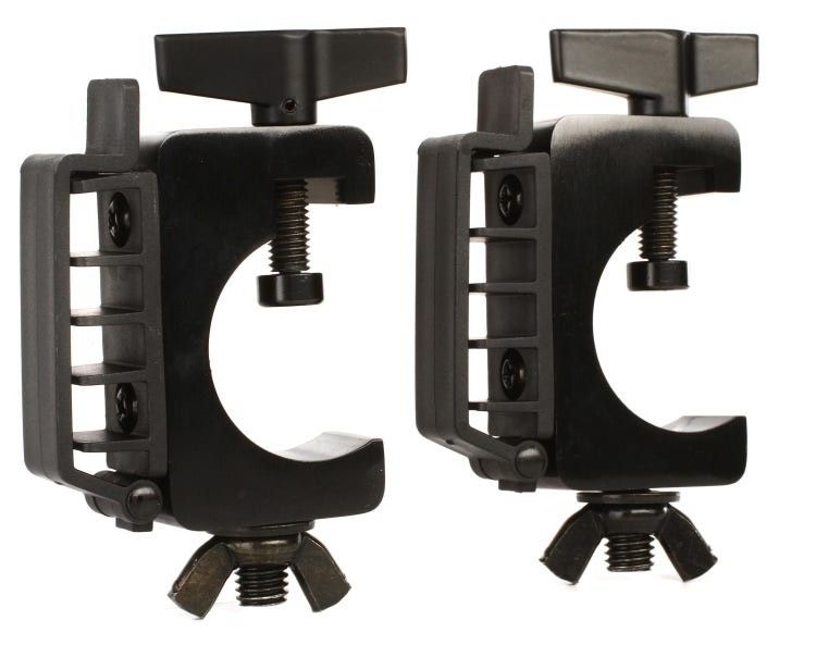 FOR DJS AND STAGE! Pair of Lighting Clamps with Cable Management. NEW IN PACKAGING