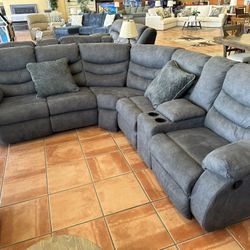 Grey Reclining Sectional 