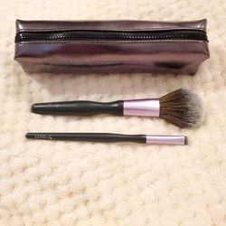 NEW Ulta Makeup Powder Eyeshadow Brushes with Travel Case Bag